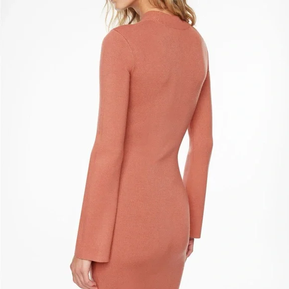 Dynamite Mock Neck Sweater Mini Dress in Canyon Rose Pink - Picture 3 of 4